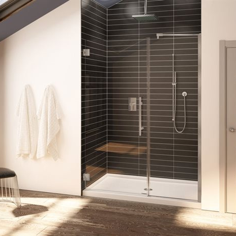 Alcove pivot shower door Select Kara Collection
