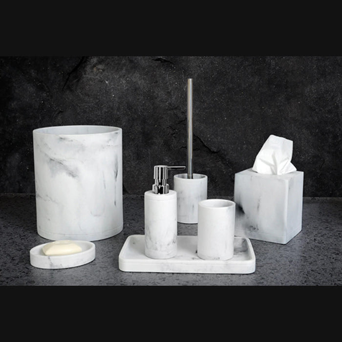 Resin wastebasket, marble finish Michaelangelo Collection